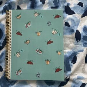 Erin Condren Green Spiral Notebook with Star Wars Baby Yoda Grogu